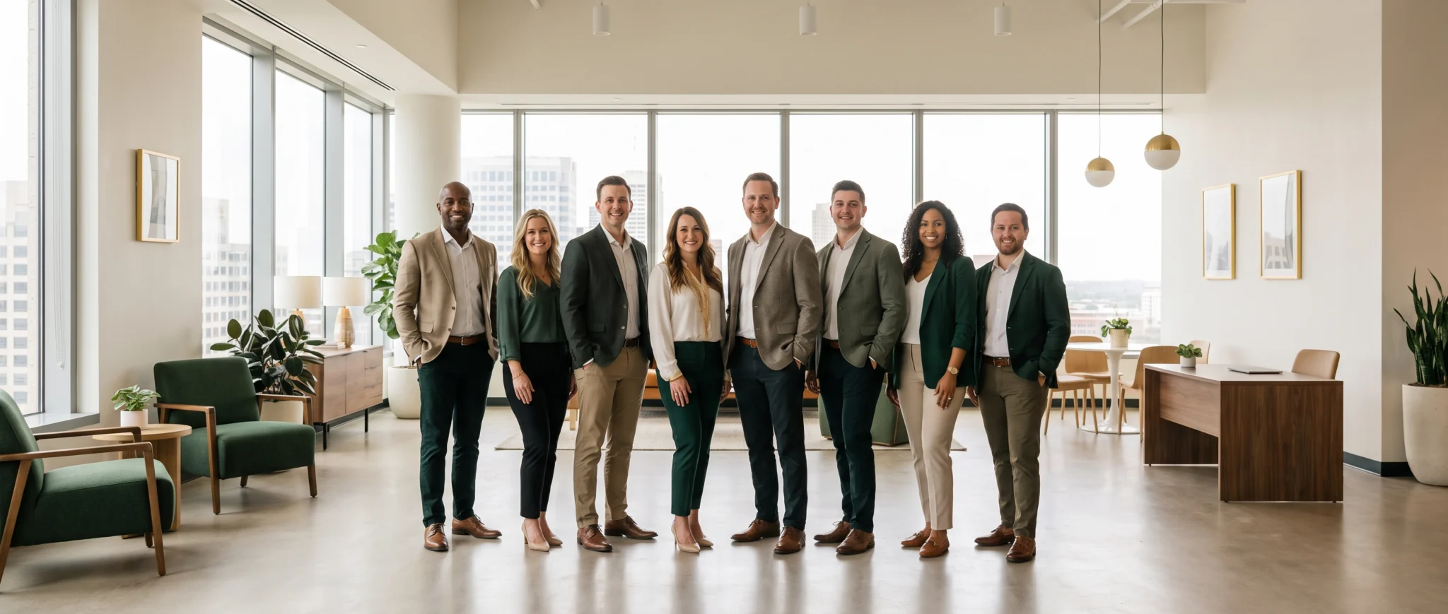 The Cosmore team standing together in a bright office